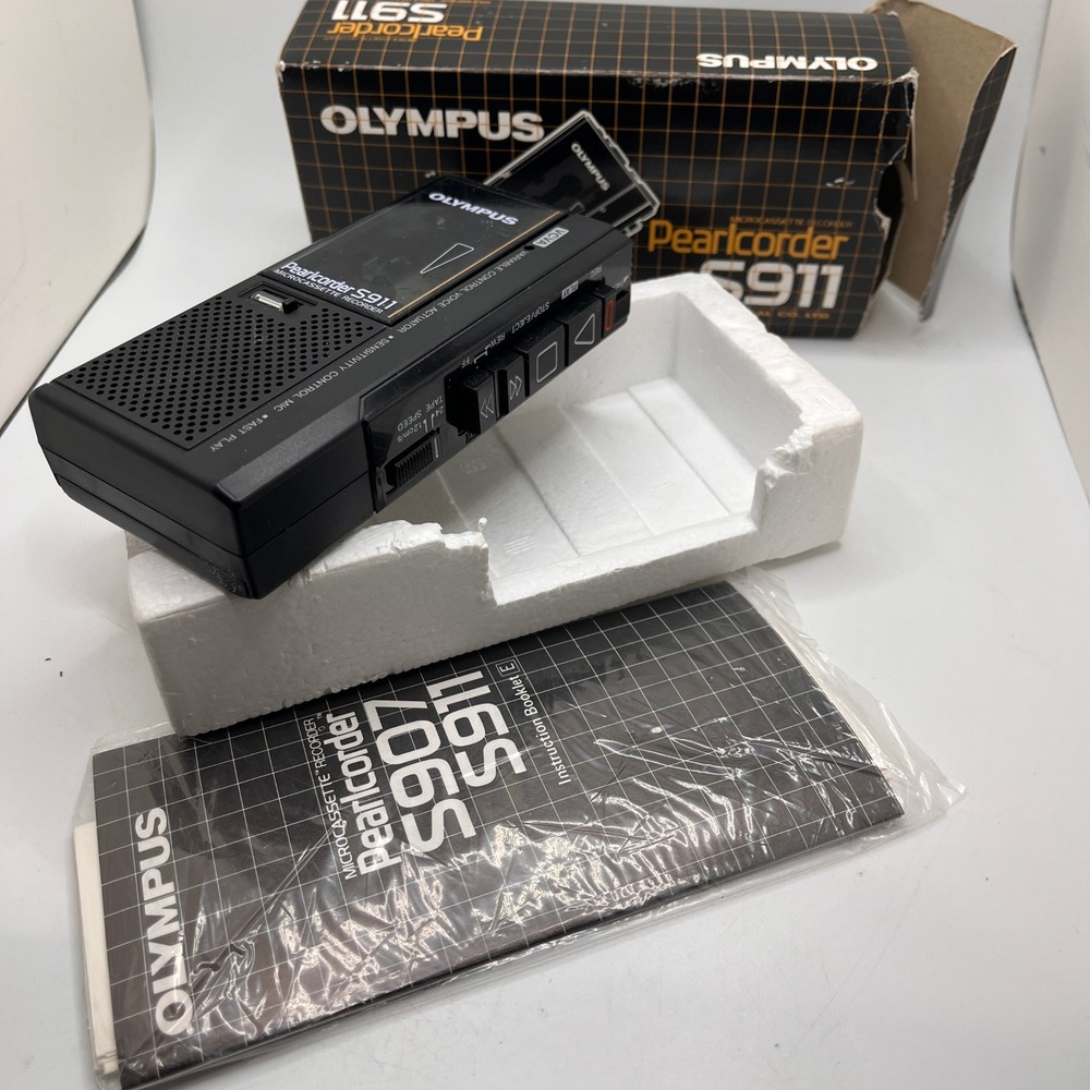 Olympus Pearlcorder S911 Microcassette Recorder‎ Box Manual Parts or Repair